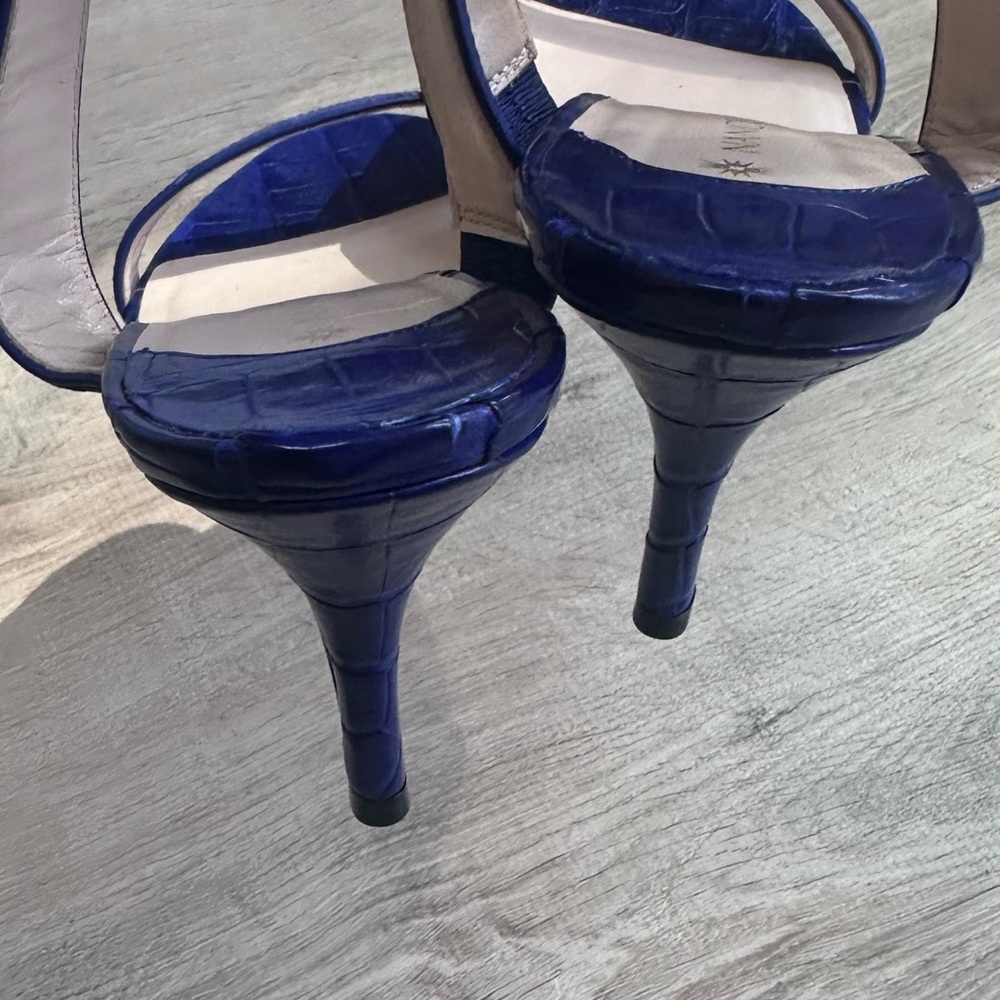Nancy Gonzalez Maria 70 Genuine Crocodile Cobalt Blue Sandal Sz 39 - Picture 7 of 8